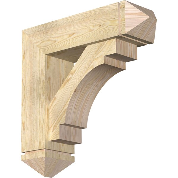 Ekena Millwork Merced Arts and Crafts Rough Sawn Bracket w/ Offset Brace, Douglas Fir, 8"W x 28"D x 28"H BKT0806X28X28MRC03RDF - main